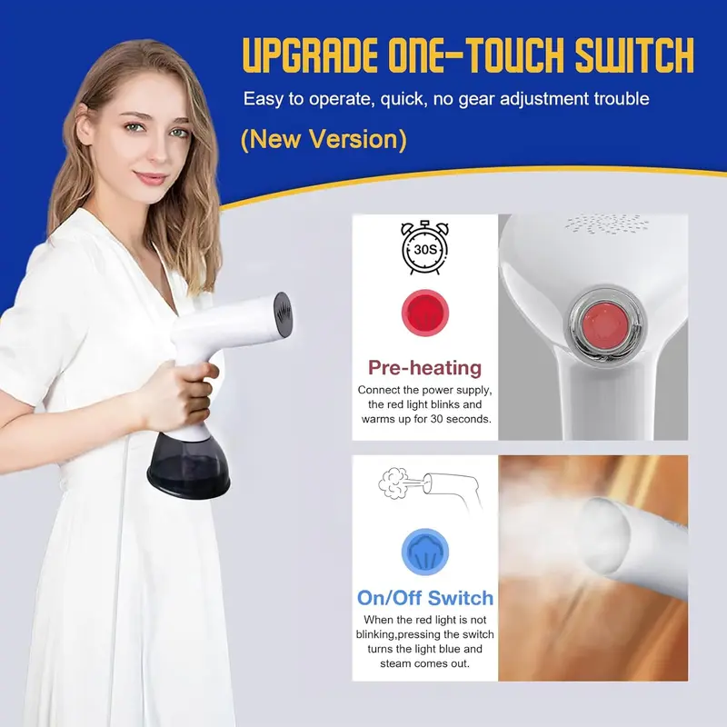 Clothes Steamer, Garment Steamer for Wrinkle Removal, Upgraded 400ml Water Tank, 3rd Generation Panel, Handheld Steamer Clothing for Home, Office & Travel 2
