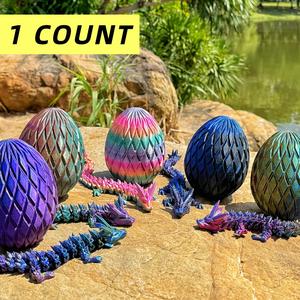 3D Printed Dragon Egg with Dragon Set, Easter Basket Filler, Durable Easter Eggs, Creative Desktop Ornament for Home Office Dormitory Bedroom, Birthday Gifts, Party Favors, Home Decor, Room Accessories