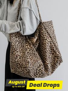 Women's Fashion Leopard Pattern Tote Bag, Large Capacity Shoulder Bag for Daily Used, Casual Trendy Versatile High-quality Daily Commuting Bag, Girl Fashionable Shopping Bag