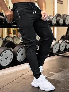 Men's Letter Print Drawstring Waist Sports Pants, Casual Comfy Breathable Jogger Pants for Gym Workout Running, Men's Sport & Outdoor Clothing for Summer