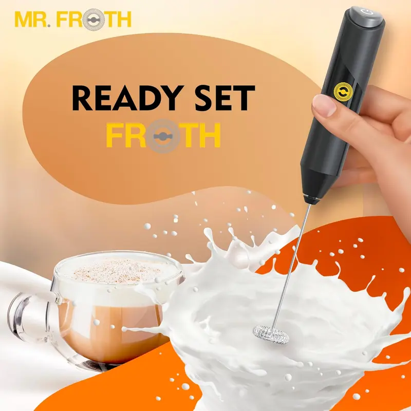 Handheld Milk Frother - Battery-Operated Coffee Frother Wand - Durable & Food-Safe Drink Mixer - Noise-Free, No Shaking - Electric Hand Held Coffee Whisk Frother for Matcha, Milkshake 1