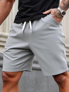 Men's Solid Drawstring Waist Gym Shorts, Regular Fit Casual Breathable Comfortable Shorts for Summer, Men's Bottoms for Outdoor Activities, Workout Clothes, Gym Athletic Shorts, Lightweight Breathable Shorts