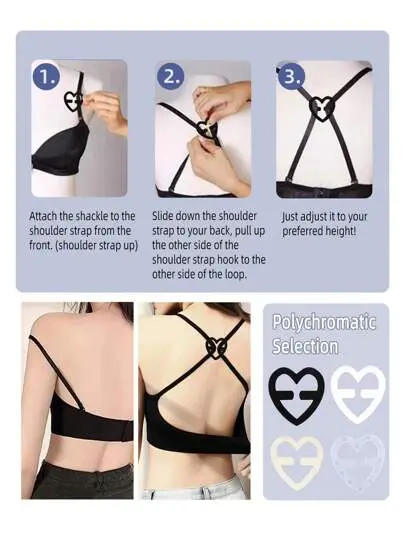 4pcs/Set Love Shaped Bra Strap Clip, Invisible Anti-Slip Bra Strap Buckle Body Care For Travel,Sport,Outdoor,Belt Christmas For Holiday Gift Giving 4