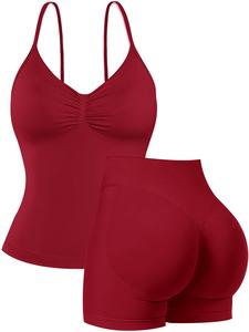 Women's Solid Sports Top & High Waist Shorts, Sporty Casual Two-piece Set, Ladies Sportswear for Indoor Outdoor Wear, Breathable Activewear, Yoga Clothes Set, Workout Gym Clothing, Athletic Sportswear, Fitness Training Clothes, Athleisure Wear