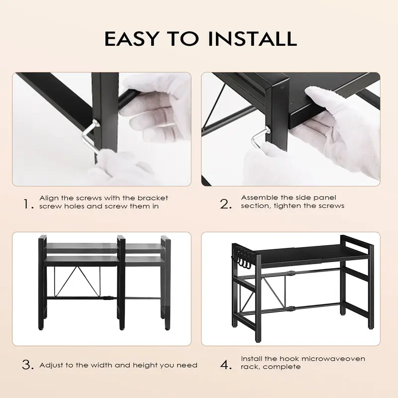 3 Tier Expandable Microwave oven Rack Stand Storage Holder Kitchen Corner Shelf 4