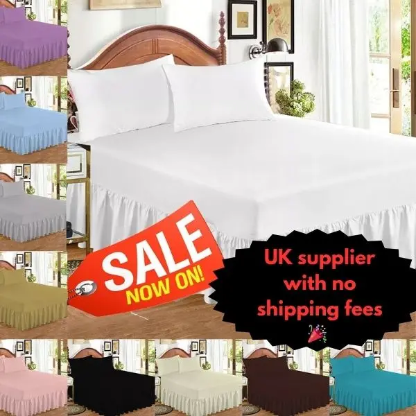 Extra Deep Fitted Valance Sheet – Poly-Cotton Bed Sheet with Elastic Corners | Double & King Size Deep Pocket Sheets fitted  bed  sheet valance  sheet bedding  sale cotton  bedding
