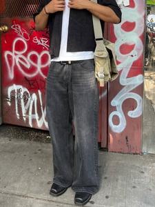 Men's Wide Leg Jeans, Loose Street Fashion Casual Comfy Pocket Denim Pants for Daily Wear, Men's All-Match Bottoms for All Seasons, Cotton