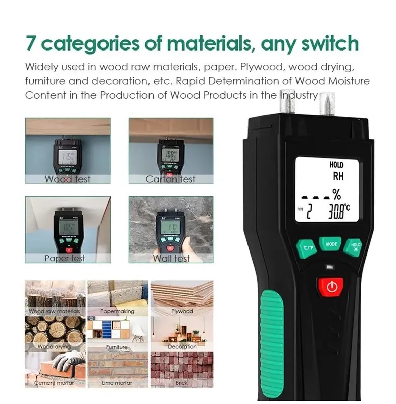 Wood Brick Screed Wallpaper Caravan Tester Digital Moisture Detector Damp Meter - Measure Moisture Levels 5