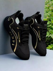 Men's Fashionable Letter Pattern Patchwork Lace Up Front Sneakers, Casual Comfortable Breathable Sports Running Shoes, Male All-match Round Toe Shoes for Daily Wear, Outdoor Running Shoes