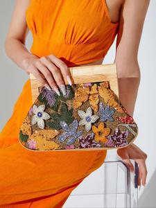 Colorful Women's Summer 2025 Fashion Floral Embroidered Design Clutch, Elegant Evening Bag for Party, Playing Party, Flower Handbag for Girl