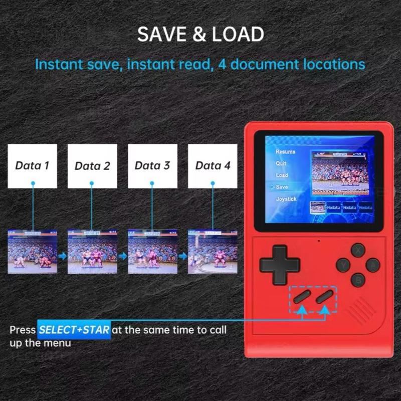 GB300 Portable Handheld Game Player 3.0 inch Screen TV Video Game Console AV Output Retro Game Console Built-in 8G 6000+ Games gaming Protection Black 7