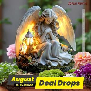 Acrylic Angel Wishing Garden Stake, Flat Print 3D Pattern Bohemian Elf Theme Lawn Planter Decoration, Exterior Decorative Statues, Weatherproof Multi-functional Outdoor Patio Ornaments
