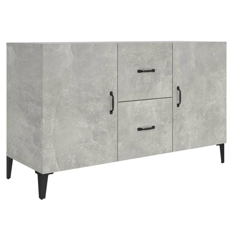 Modern Wooden 2 Door Concrete Grey Sideboard Storage Cabinet Unit With Drawers 1
