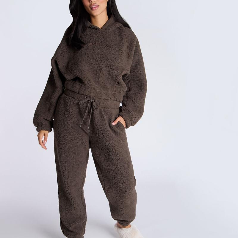 Boux Avenue Seamed Borg Lounge Set Hoodie and Joggers Sleepwear Loungewear 2