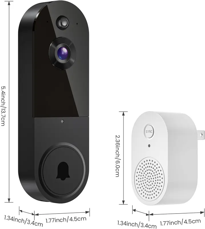 Doorbell Camera Wireless, Smart Video Doorbell Wireless with Chime 2.4Ghz WiFi – 1080P HD, Night Vision, Motion Alerts, App Control – UK Home Security (it doesn't support 5Ghz Wifi) 5