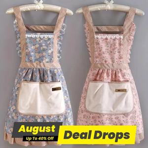 Floral Print Canvas Apron with Pocket, 1 Count Cute Apron for Women, Breathable Apron for Home Kitchen Garden, Home Care Supplies, Flower Cooking Apron, Homecare