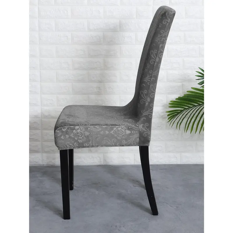 forcheer 1pc Silver Fox Velvet Print Elastic Dining Chair Cover, Washable, Fits Chairs 3