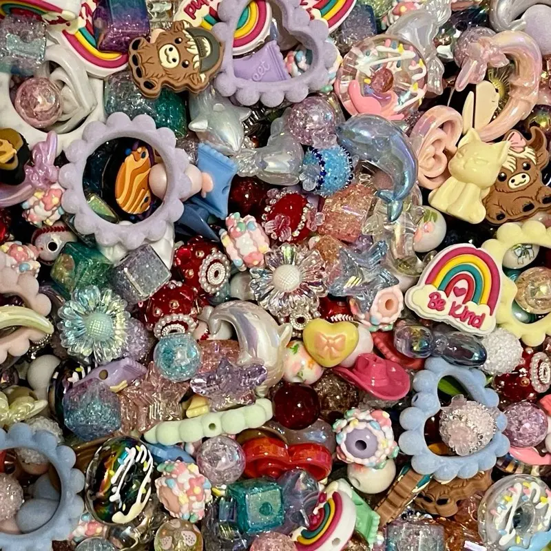 Acrylic Bead Soup - 12-20mm variety of acrylic and silicone beads perfect for DIY pens/keychains/bookmarks