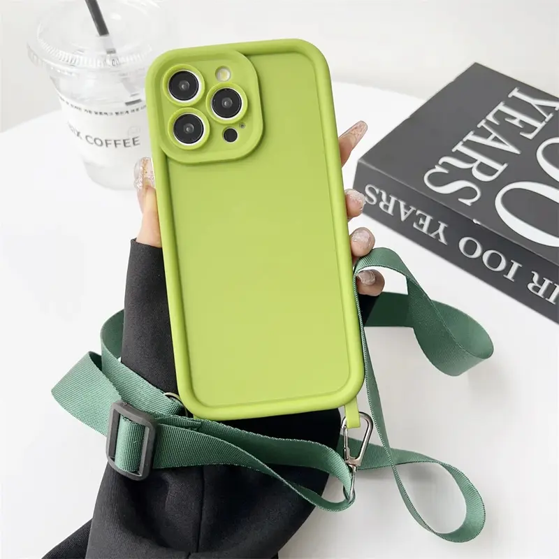 Crossbody Cord Rope Lanyard Necklace Case For iPhone 16 14 11 12 13 15 Pro Max XS X XR 8 7 Plus Shockproof Soft Silicone Cover 5