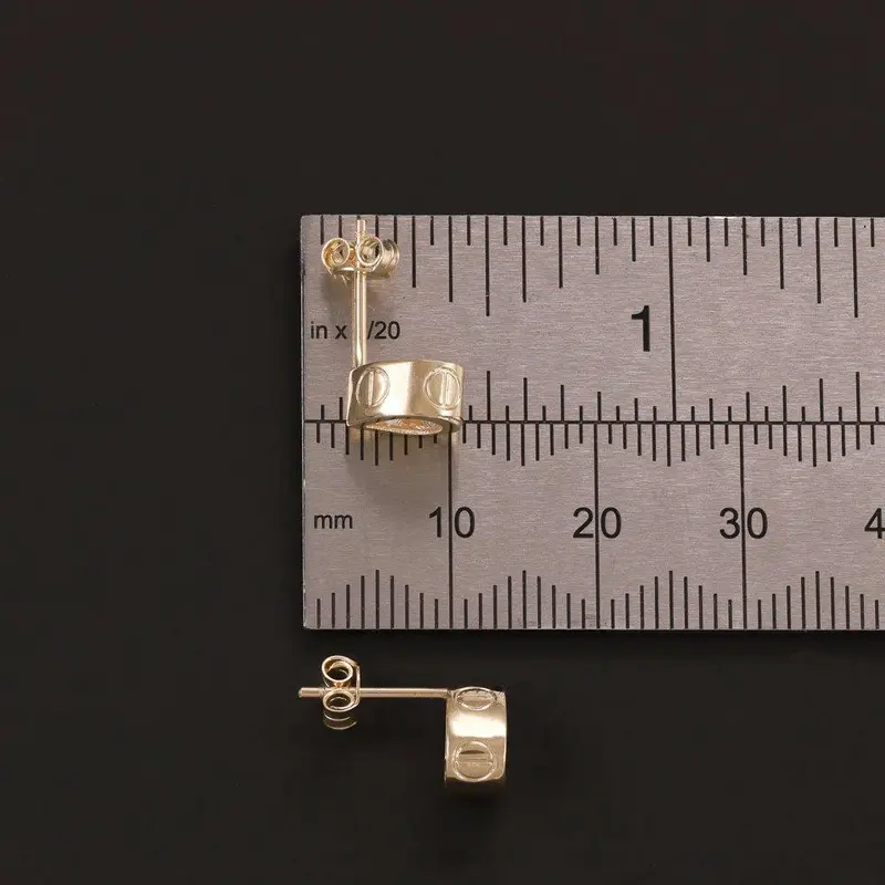 14ct Solid Yellow Gold Cubic Zirconia Tear Drop Screw Design Stud Earrings ER20154-14Y 1