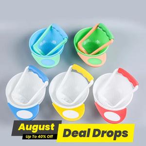 2 in 1 Baby Feeding Bowl with Manual Food Grinder, 1 Count Maternity Baby Food Fruit Puree Maker, Formula Dispenser Machine, Baby Nursing Meals Food Milk Refill Bowl Cutlery