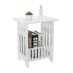 CROWNSHOP Side Table Bedside Table Side Tables Bedroom Night Stand Storage Shelf 9mm Thickness for Living Room Home Bedroom White 1PCS 40 * 34 * 25CM