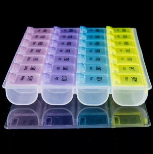 Weekly Pill Box 7 Day 28 Compartment Tablet Organiser Medicine Storage Dispenser 2