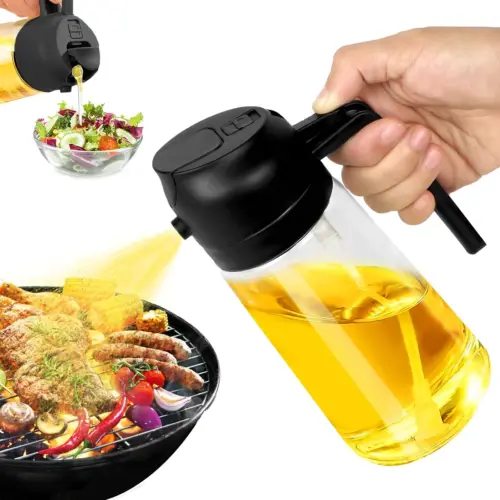 ⚡[2-3 day arrival]2-in-1 Oil Spray Bottle Kitchen Cooking Oil Dispenser Multi-Purpose Sauce Spraye  UK Bbq Glass 7