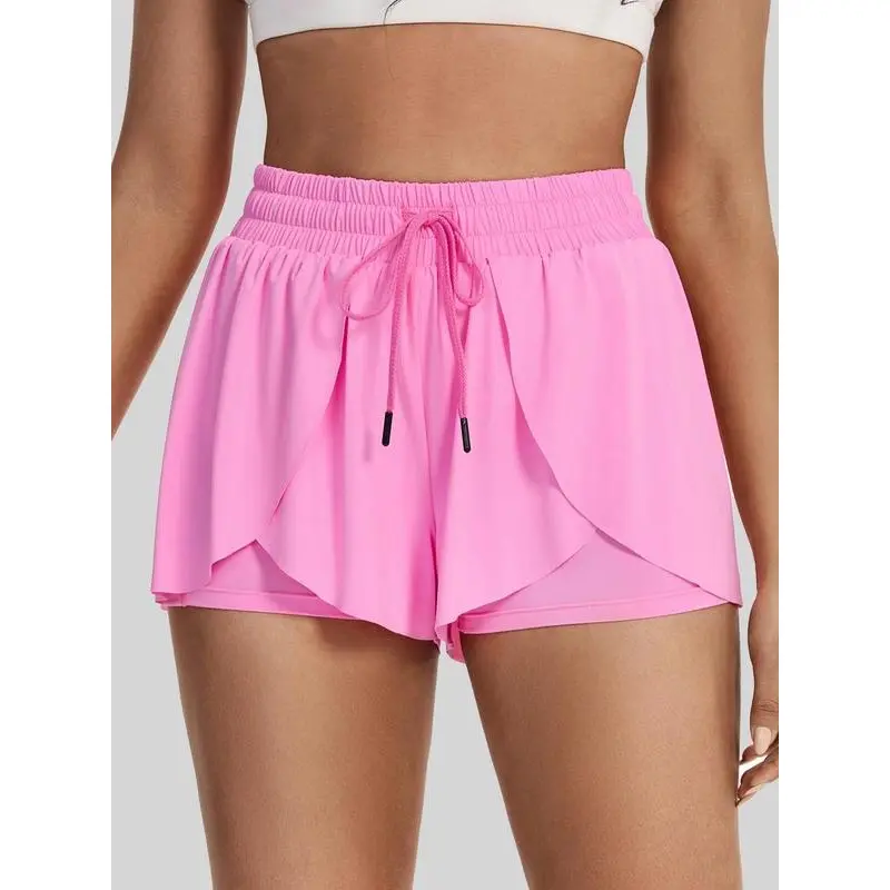 Women's Plain 2 in 1 Drawstring Waist Skorts Outfit, Casual Comfort High Waist Wrap Culottes, Ladies Summer Bottoms for Daily Athletic Running Gym Wear, Gym Clothes Women, Boomtown Outfits, Summer Outfits 2024, Back to School Clothes 0