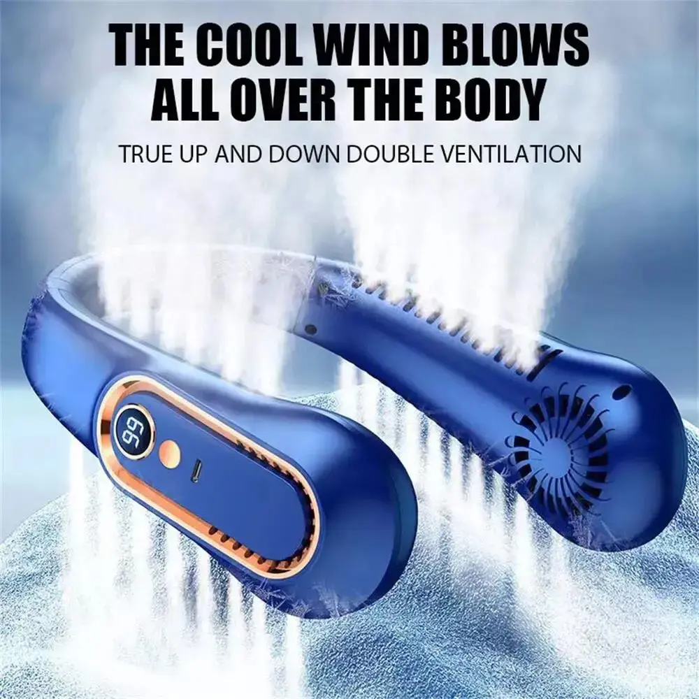 Neckband Fan Bladeless Lazy Neck Hanging Cooler USB Rechargeable Portable Hands Free Fan for Outdoor Sports Indoor Office, Operated Wearable Personal Fan, Gifts for Men, Women, Travel