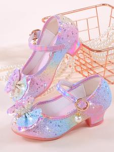 Girl's Fashionable Faux Pearl Decorated Bowknot Design Flats Shoes, Elegant Sequin Decorated Mary Janes Shoes for Party, Daily Clothing Decor