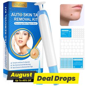 Skin Tag Kit, 1 Box Skin Tag Cleaning Pen with Cleaning Wipes & Large Size Rubber Bands & Skin Patches, Facial Skin Care Tool for Women