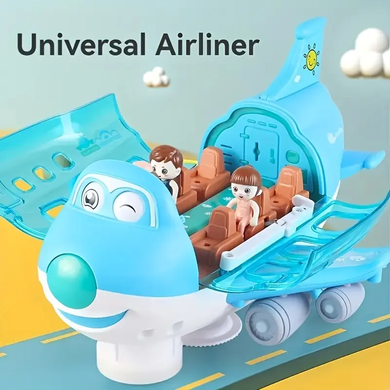 [Automatic Airplane Toy] 360° Rotation Automatic Walking Airplane Toy | Lights and Music, Obstacle Avoidance, All-round Movement, Automatic Switching | Pink/Blue, Accessories Random Color, Battery Not Included 7