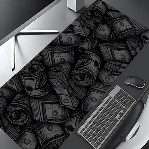 Money Pattern Desk Mat, Large Gameing Mouse Pad, Aesthetic Desktop Decoration Protection Pad, Non-slip Work Pad, Suitable for Laptop, Desktop Computer Games