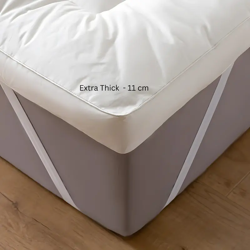 [ SAVE 20%] 4As Cloudy Mattress Topper Quilted 11cm Elasticated Microfiber Bed Pad- Extra Thick Mattress Toppers UK Thick Cloudy Foldable Bounce Back Breathable Hotel Quality Machine Wash Best Alternate of Memory Foam Mattress Topper 1