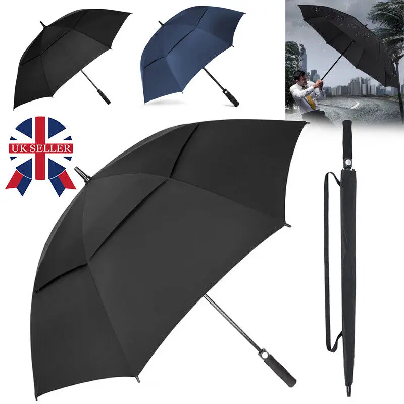 68 Inch Extra Large Golf Umbrella Windproof Double Canopy Vented Automatic Open