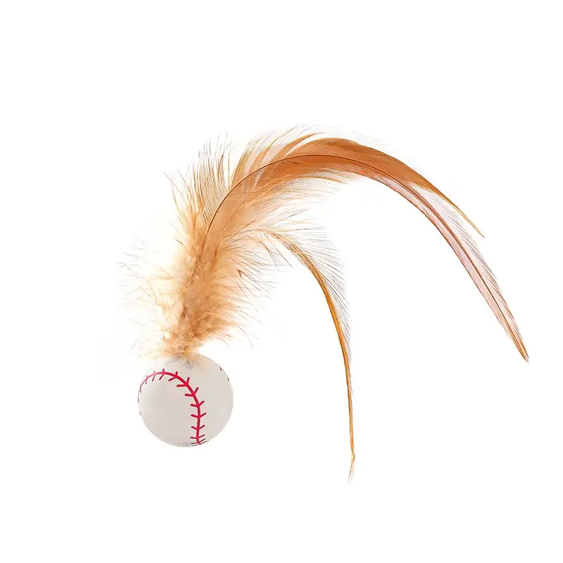 Cat Interactive Ball Toys Interactive Bouncy Ball with Feathers Cat Toys  for Indoor Cats and Kittens 2