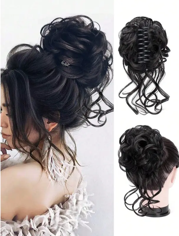 Clip Messy Bun Hair Pieces For Women Wavy Curly Hair Bun Extensions 1
