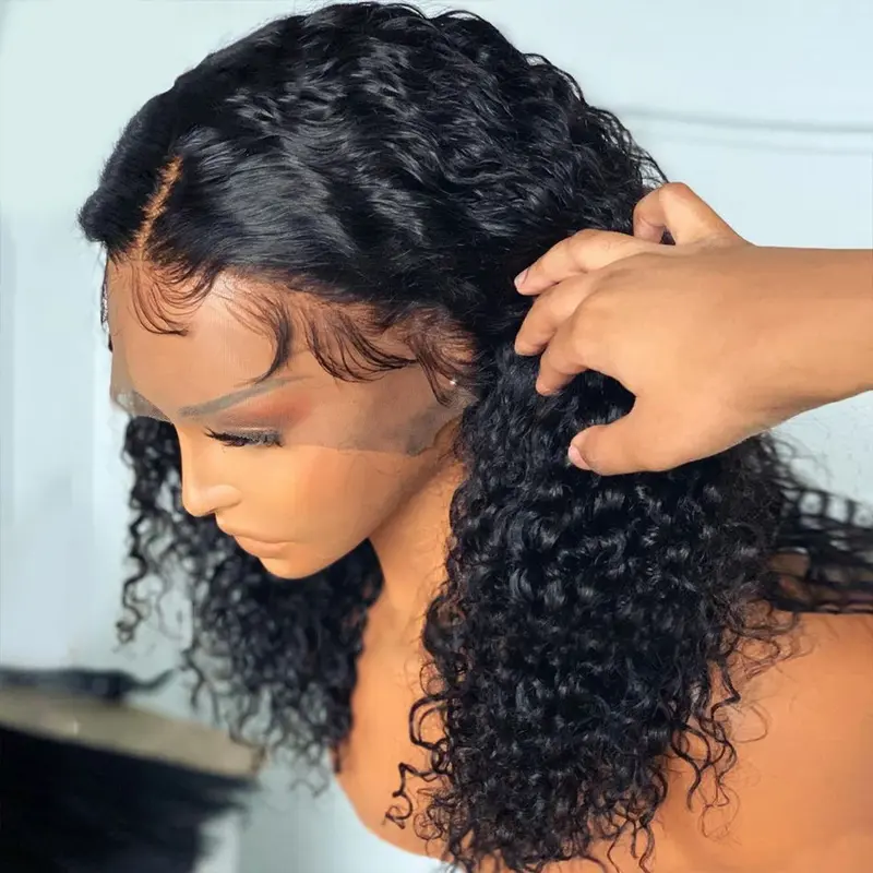 Glueless Short Bob Wigs Kinky Curly Human Hair Wigs 13x4 Transparent Lace Front Wigs Wet And Wavy Jerry Curly Lace Closure Wig 3