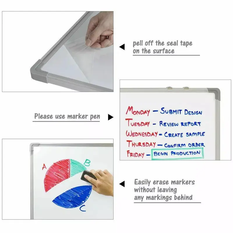 Magnetic Whiteboard 500x300mm Wall Mounted White Board With Erasable Pen/Markers Mountable Dry Erase Wipe Whiteboards for Home Office School Notice Board 5