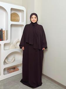 Women's Solid Drop Shoulder Hooded Kaftan, Modest   Loose Fit Long Sleeve Maxi Muslim Dress, Islamic Clothing for Women