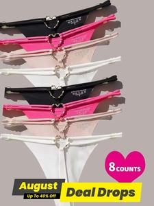 Women's Heart Decor Sports Panty, Cute Soft Comfy Breathable Fit Pastel Thong for Daily Wear, Ladies Underwear for All Seasons, Womenswear