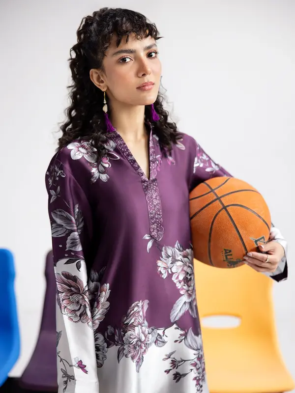 PURPLE SAPPHIRE AP-114 Digital Printed  shirt and straight pants on Crease Silk fabric 3