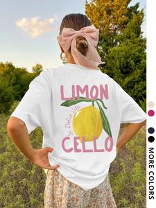 Women's Lemon Print Round Neck Graphic Tee, Vintage Trendy Casual Short Sleeve T-shirt for Daily Wear, Ladies Summer Outfit, Top