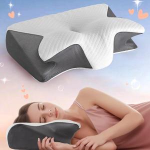 Ergonomic Neck Pillow, 1 Count Adjustable Orthopedic Contoured Memory Foam Pillow, Neck Support Pillow for Side Sleeping, Back Sleeping, Travel, Dormitory, Bedroom, Supportive Memory Foam