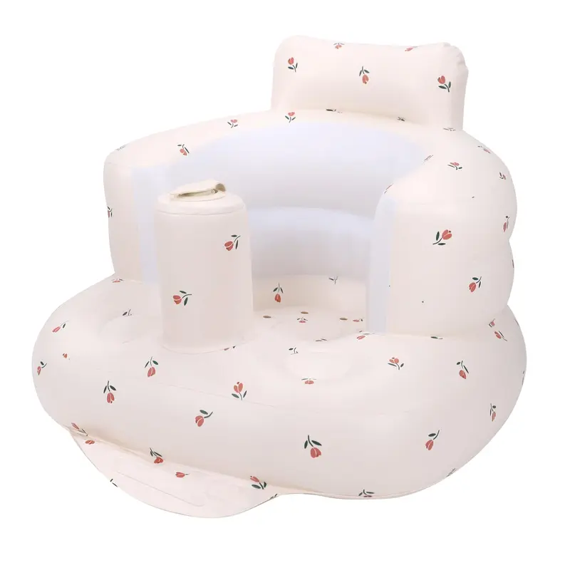 Inflatable Baby Chair, Baby Inflatable Seat for Babies 3 Months and Up Summer Inflatable Baby Seat for Sitting Up, Blow Up Baby Floor Seat with Built in Air Pump, Bear 0