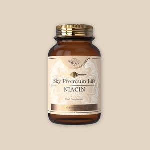 Sky Premium Life Vitamin B3 Niacin 320mg as Nicotinamide 60 Capsules Non-Flushing for Energy Skin & Nervous System Support GMP Halal Certified