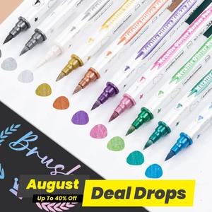 Metallic Glitter Dual Tip Marker Pen, 10pcs Colorful Markers, Professional Painting Tools For DIY Scrapbooking & Journaling & Photo Albums