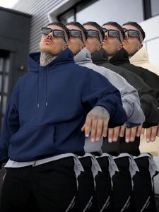 Men's Solid Color Hoodie, Casual Loose Long Sleeve Hooded Sweatshirt for Spring & Fall, Fashion Men's Clothes for Daily Wear