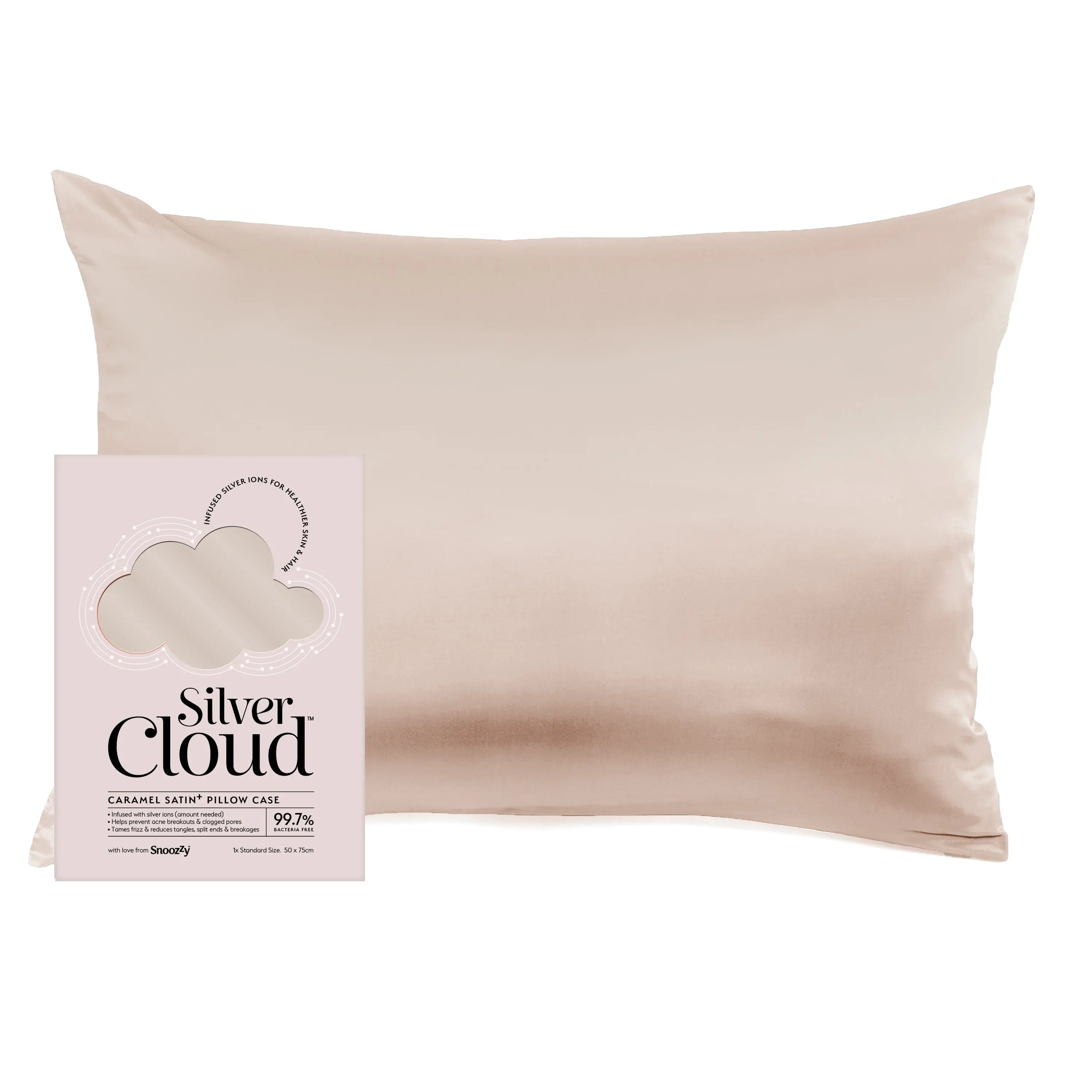 Silver Cloud Caramel Satin Pillowcase With Silver Ions
